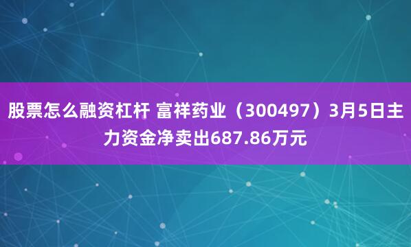 股票怎么融资杠杆 富祥药业（300497）3月5日主力资金净卖出687.86万元