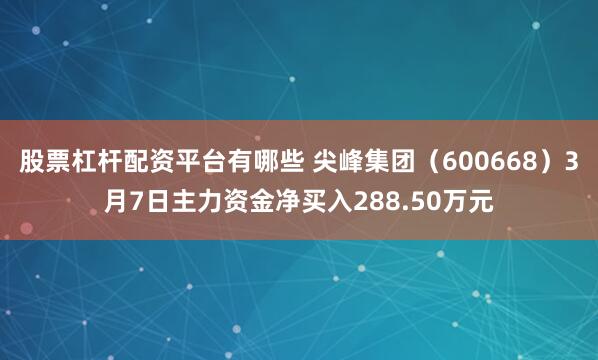 股票杠杆配资平台有哪些 尖峰集团（600668）3月7日主力资金净买入288.50万元