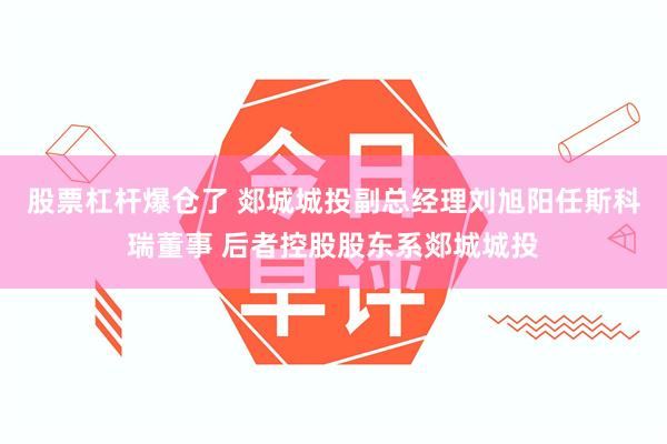股票杠杆爆仓了 郯城城投副总经理刘旭阳任斯科瑞董事 后者控股股东系郯城城投